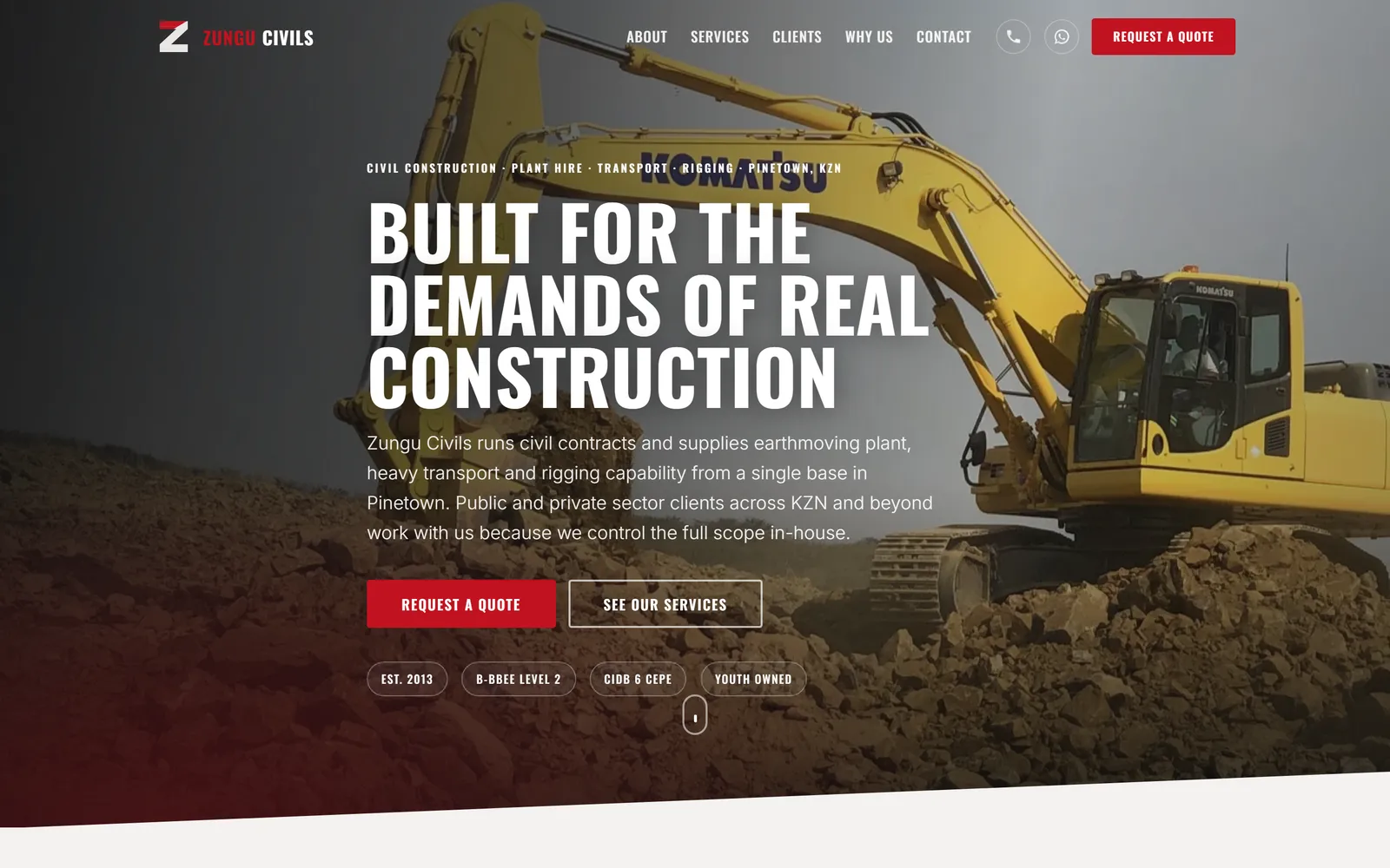 Zungu Civils website home