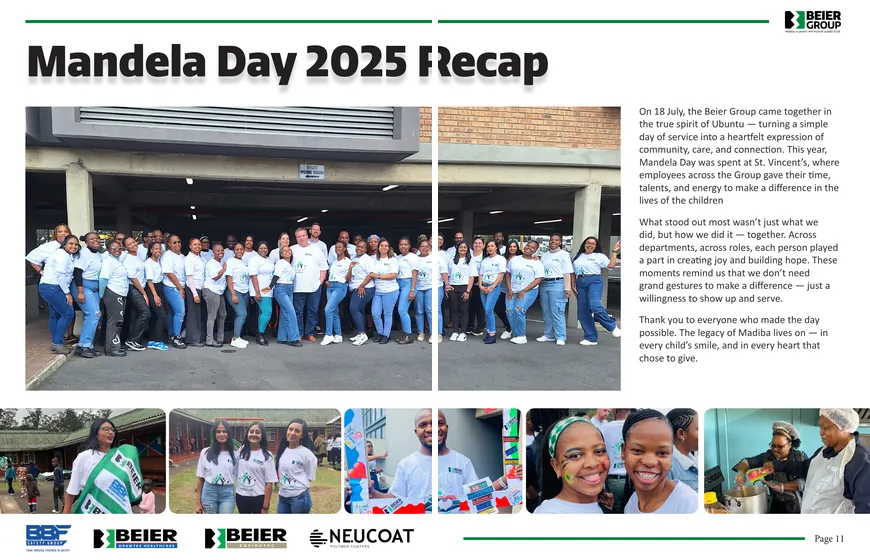 Newsletter spread: Mandela Day recap