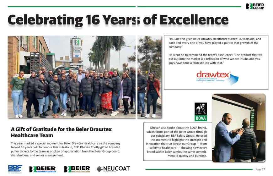 Newsletter spread: long service awards