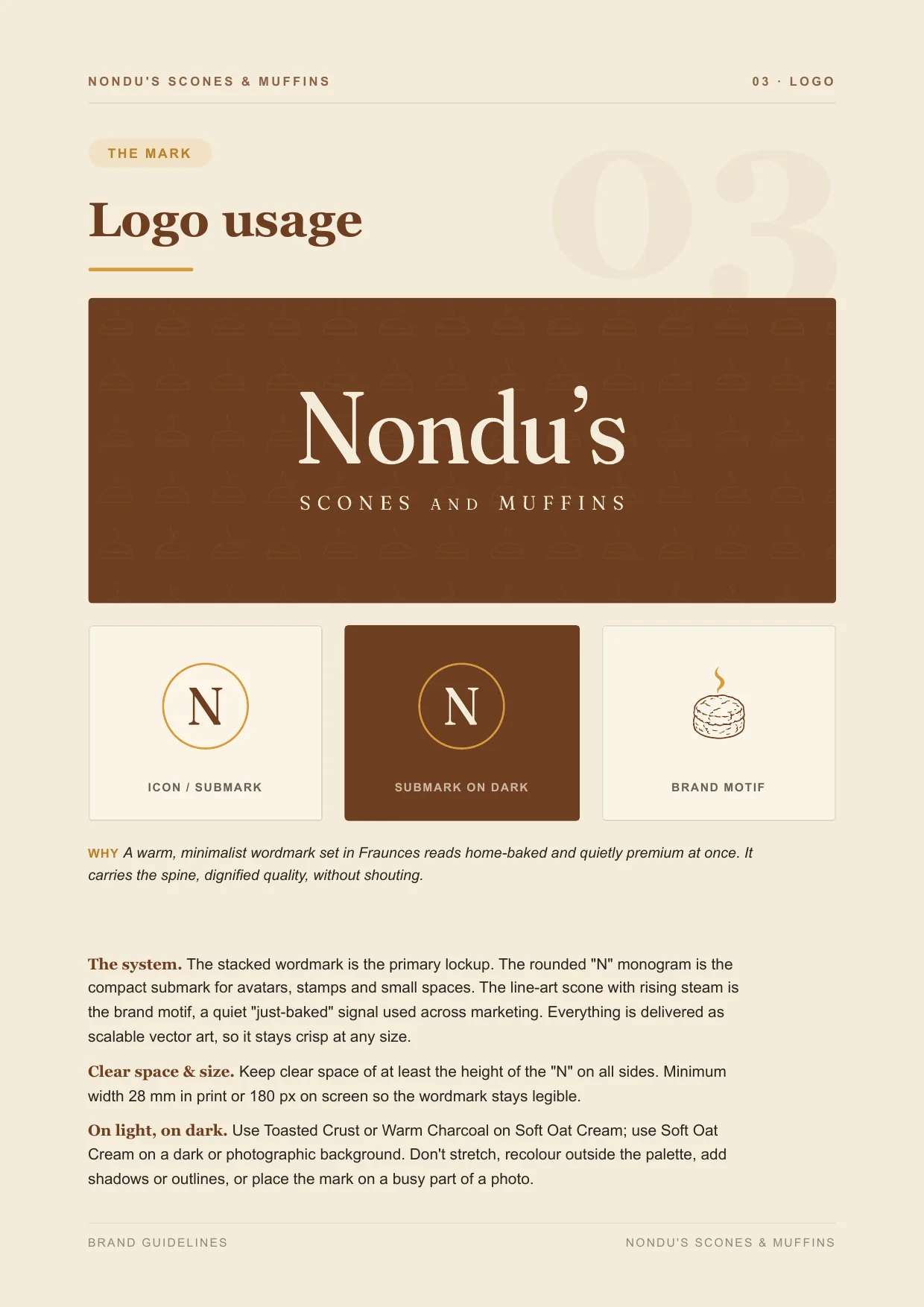 Nondu's brand guidelines, the logo system
